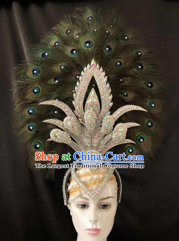 Top Halloween Samba Dance Deluxe Peacock Feather Hat Brazilian Rio Carnival Hair Accessories for Women