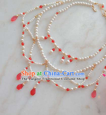 Traditional Chinese Hanfu Pearls Necklace Ancient Princess Jewelry Accessories for Women