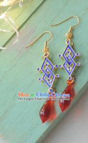 Traditional Chinese Hanfu Blueing Earrings Ancient Princess Ear Jewelry Accessories for Women