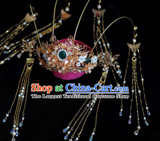 Traditional Chinese Classical Tang Dynasty Tassel Phoenix Coronet Hairpins Ancient Princess Hanfu Hair Accessories for Women