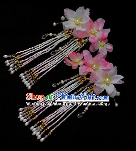 Traditional Chinese Classical Silk Flowers Hair Claws Hairpins Ancient Princess Hanfu Hair Accessories for Women