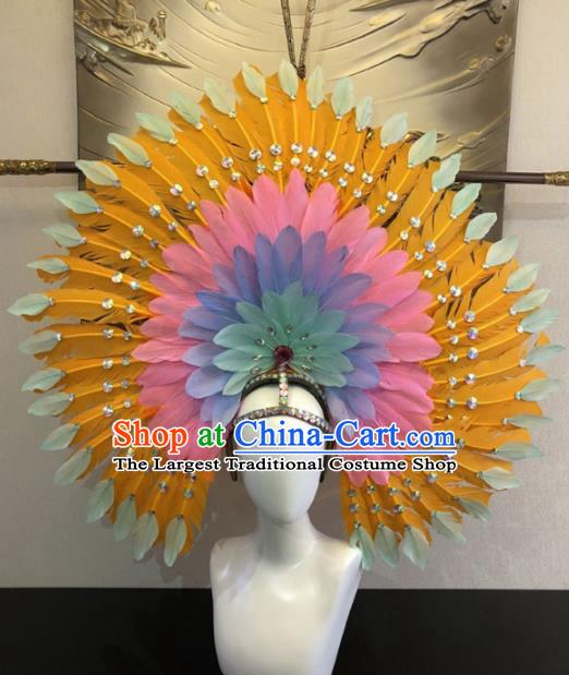 Top Halloween Deluxe Orange Feather Hat Brazilian Carnival Samba Dance Hair Accessories for Women