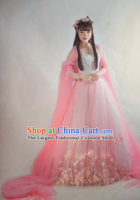 Chinese Flying Apsaras Classical Dance Pink Dress Ancient Princess Peri Costume for Women