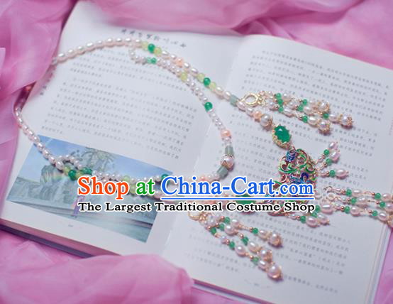 Traditional Chinese Hanfu Tang Dynasty Pearls Necklace Ancient Princess Necklet Accessories for Women