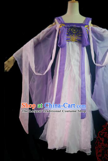 Chinese Cosplay Tang Dynasty Female Swordsman White Dress Ancient Princess Peri Costume for Women