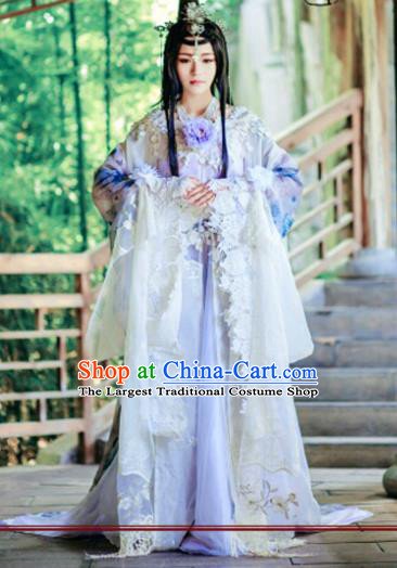 Chinese Cosplay Imperial Consort Lilac Dress Ancient Female Swordsman Knight Costume for Women