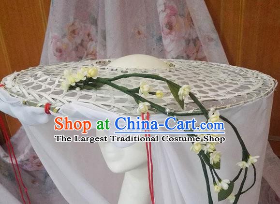 Traditional Chinese Hanfu Bamboo Hat Ancient Swordsman Headwear for Women