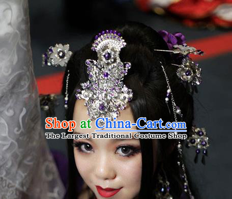 Traditional Chinese Classical Hair Crown Tassel Hairpins Ancient Princess Hanfu Hair Accessories for Women