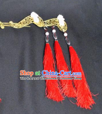 Traditional Chinese Classical Red Tassel Hairpins Ancient Princess Hanfu Hair Accessories for Women