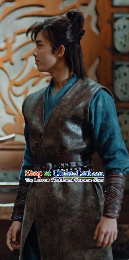 Chinese Drama Fights Break Sphere Ancient Young Knight Swordsman Leather Hanfu Costumes for Men