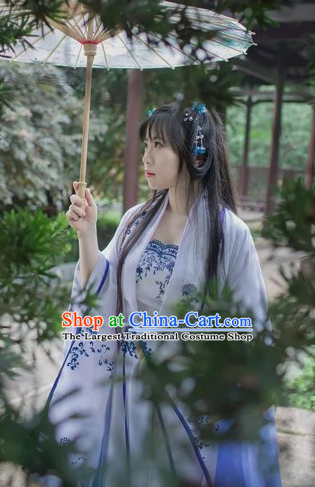 Chinese Cosplay Princess Blue Dress Ancient Female Swordsman Knight Costume for Women