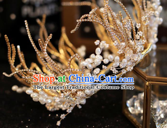 Top Grade Bride Royal Crown Handmade Wedding Hair Accessories for Women