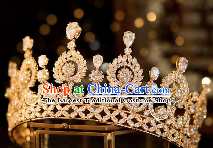 Top Grade Bride Zircon Royal Crown Handmade Wedding Hair Accessories for Women