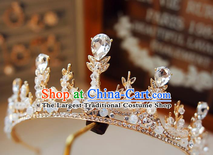 Top Grade Bride Zircon Crystal Royal Crown Handmade Wedding Hair Accessories for Women