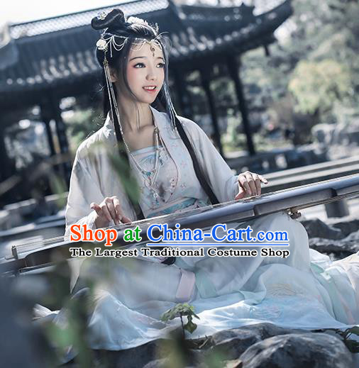 Traditional Chinese Cosplay Princess Light Blue Dress Ancient Court Lady Costume for Women