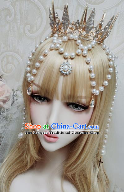 Top Grade Baroque Princess Royal Crown Handmade Crystal Hair Accessories for Women