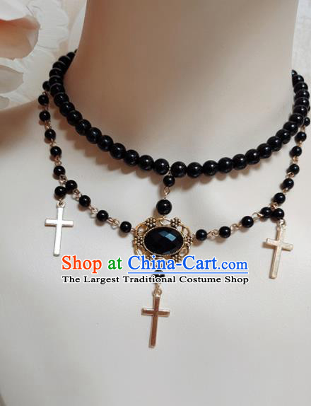 Top Grade Gothic Black Beads Necklace Handmade Necklet Accessories for Women