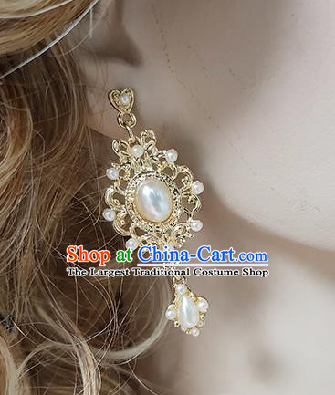 Top Grade Baroque Bride Pearl Earrings Handmade Wedding Ear Accessories for Women