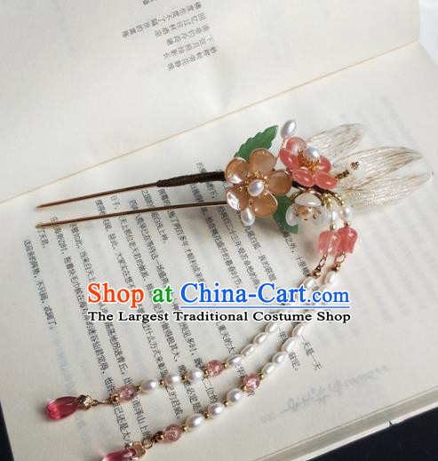 Traditional Chinese Hanfu Palace Pearls Tassel Hairpins Ancient Princess Hair Accessories for Women