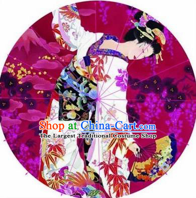 Japanese Handmade Printing White Kimono Beauty Oil Paper Umbrella Traditional Dance Umbrellas