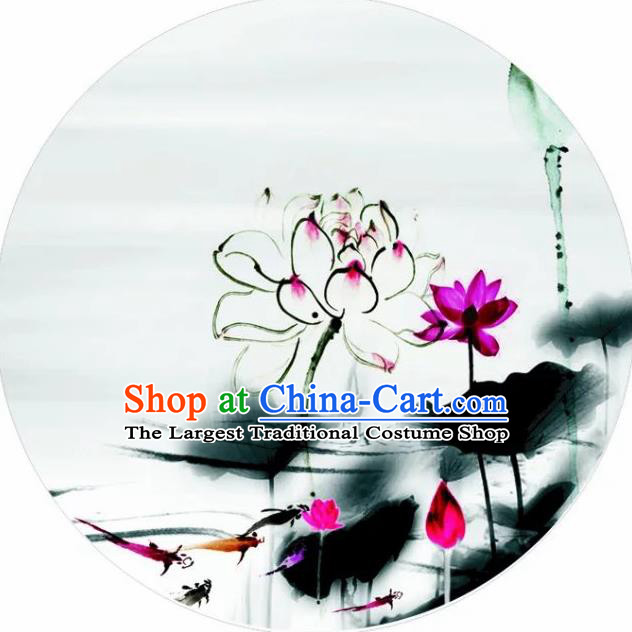 Chinese Handmade Ink Painting Lotus Carps Oil Paper Umbrella Traditional Decoration Umbrellas