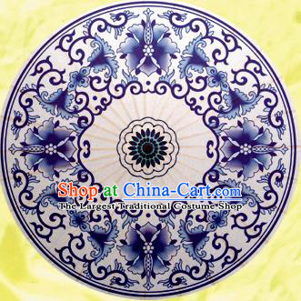 Chinese Handmade Blue Pattern Oil Paper Umbrella Traditional Decoration Umbrellas
