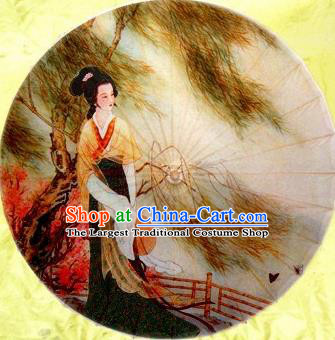 Chinese Handmade Printing Ancient Willow Beauty Oil Paper Umbrella Traditional Decoration Umbrellas