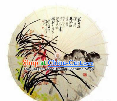 Chinese Handmade Ink Painting Orchid Oil Paper Umbrella Traditional Decoration Umbrellas