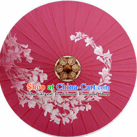 Chinese Classical Dance Ink Painting Jasminum Handmade Rosy Paper Umbrella Traditional Decoration Umbrellas