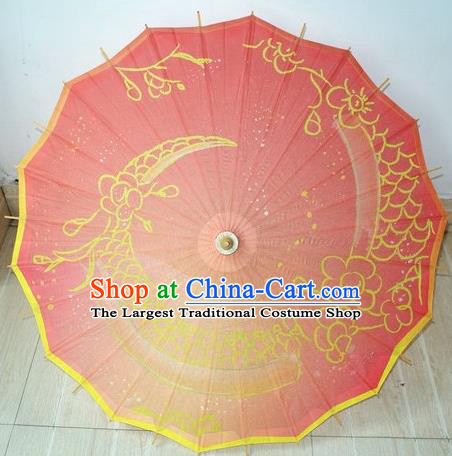 Chinese Classical Dance Handmade Printing Dragon Red Paper Umbrella Traditional Decoration Umbrellas