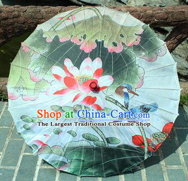 Handmade Chinese Classical Dance Printing Lotus Leaf Paper Umbrella Traditional Cosplay Decoration Umbrellas