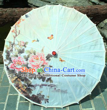 Handmade Chinese Classical Dance Printing Peony Butterfly Paper Umbrella Traditional Cosplay Decoration Umbrellas