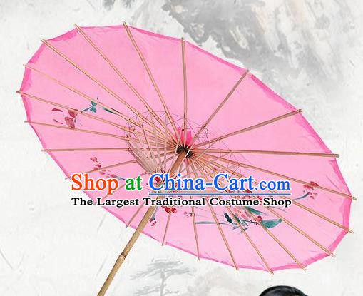 Handmade Chinese Classical Dance Printing Plum Pink Paper Umbrella Traditional Cosplay Decoration Umbrellas