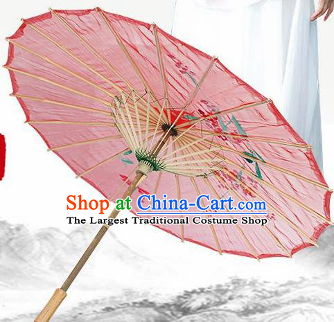 Handmade Chinese Classical Dance Printing Plum Red Silk Umbrella Traditional Cosplay Decoration Umbrellas