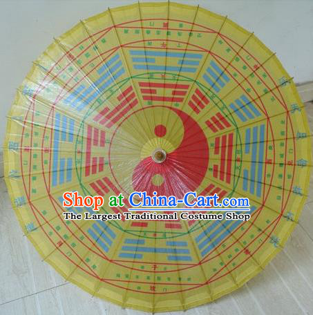 Chinese Classical Dance Handmade Printing Taoist Tai Chi Yellow Paper Umbrella Traditional Decoration Umbrellas