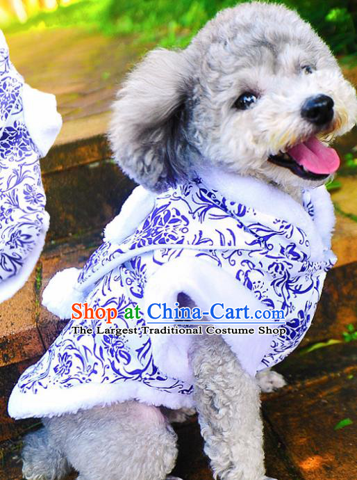 Traditional Asian Chinese Pets Clothing Dog Winter White Costumes for New Year