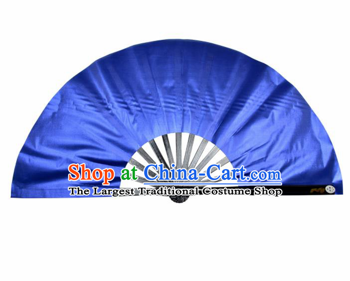 Chinese Handmade Martial Arts Royalblue Silk Fans Accordion Fan Traditional Kung Fu Folding Fan