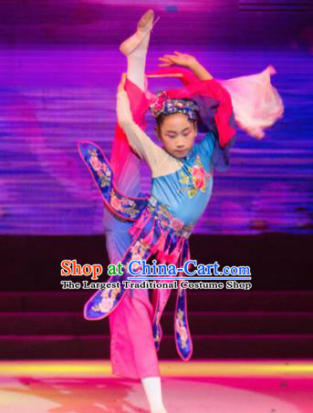 Traditional Chinese Children Classical Dance Xiu Se Dress Stage Show Costume for Kids