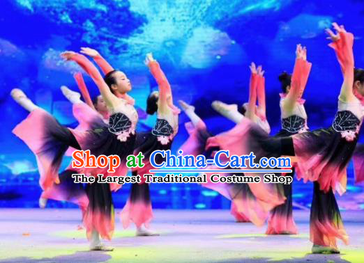 Traditional Chinese Children Classical Dance Lotus Dance Dress Stage Show Costume for Kids