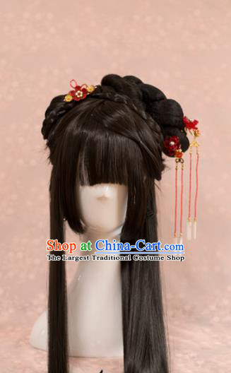 Traditional Chinese Song Dynasty Princess Wigs Cosplay Ancient Goddess Female Swordsman Chignon for Women