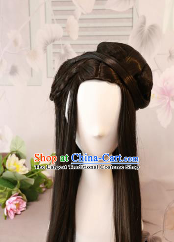 Traditional Chinese Ming Dynasty Geisha Wigs Cosplay Ancient Goddess Female Swordsman Chignon for Women