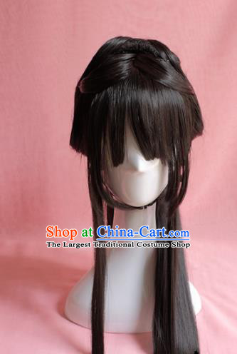 Traditional Chinese Ming Dynasty Wigs Sheath Cosplay Ancient Goddess Female Swordsman Chignon for Women