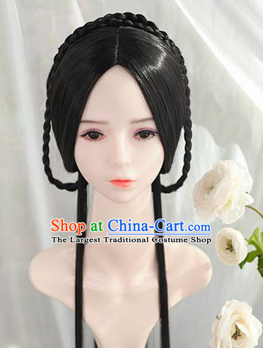 Traditional Chinese Cosplay Ming Dynasty Princess Wigs Sheath Ancient Female Swordsman Chignon for Women