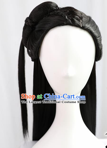 Traditional Chinese Cosplay Ming Dynasty Nobility Lady Wigs Sheath Ancient Princess Chignon for Women