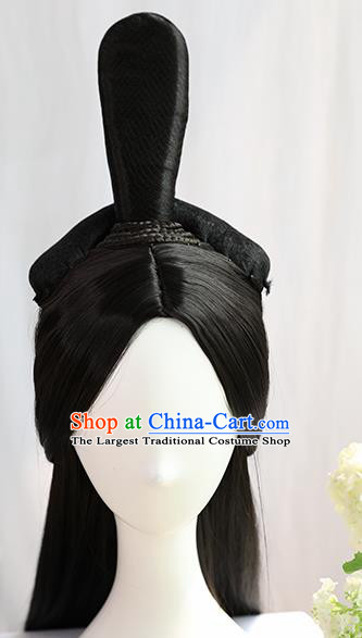 Traditional Chinese Cosplay Jin Dynasty Nobility Lady Wedding Wigs Sheath Ancient Princess Chignon for Women