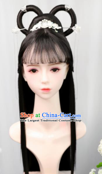 Traditional Chinese Cosplay Ming Dynasty Palace Princess Wigs Sheath Ancient Flying Apsaras Chignon for Women