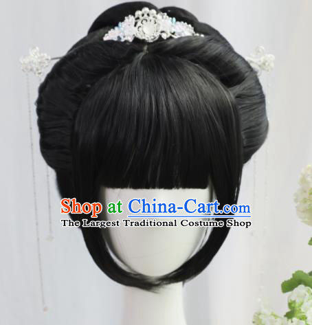 Traditional Chinese Cosplay Ming Dynasty Wigs Sheath Ancient Nobility Lady Chignon for Women