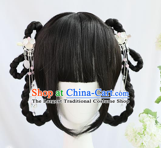 Traditional Chinese Cosplay Ming Dynasty Maidservants Wigs Sheath Ancient Nobility Lady Chignon for Women