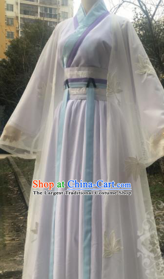 Traditional Chinese Cosplay Female Swordsman Bai Suzhen White Dress Ancient Drama Fairy Costumes for Women