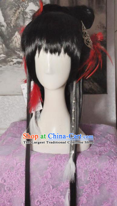 Traditional Chinese Cosplay Court Princess Aranya Wigs Sheath Ancient Goddess Chignon for Women